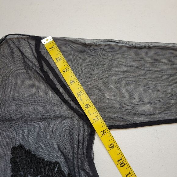 Vintage Sheer Black Soutache Embroidery Button Up Blouse Mobwife Mesh  Illusion - Picture 13 of 13